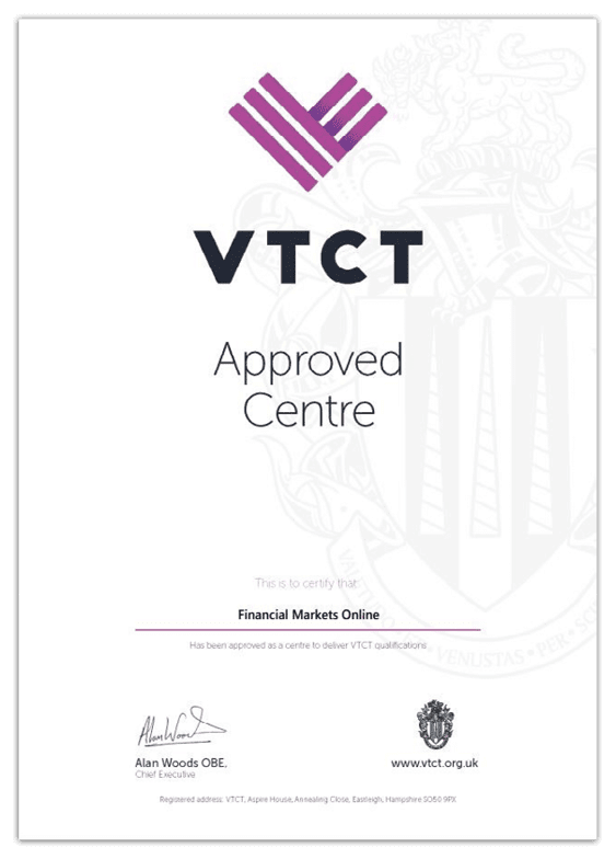 Financial Markets Online-Ofqual Regulated Level 5 Advanced Diploma In Financial Trading-VTCT APPROVED CENTRE CERTIFICATE